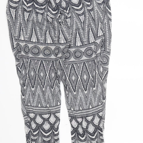 H&M Womens Blue Geometric  Trousers  Size 12 L27 in