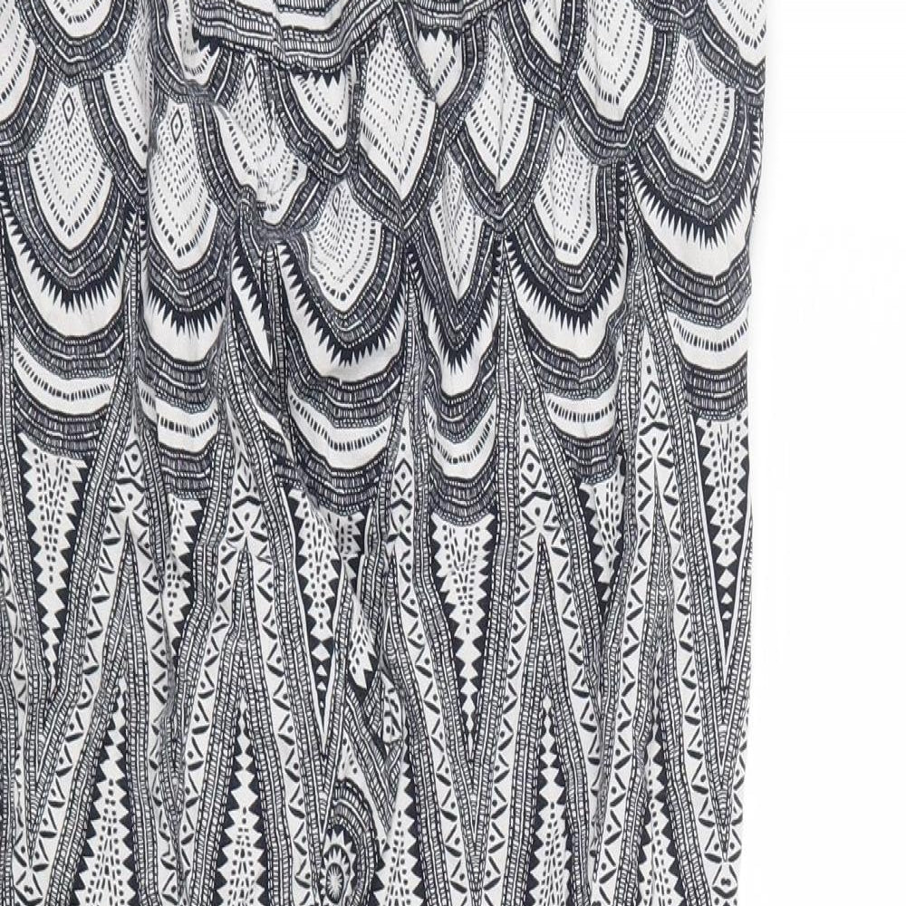 H&M Womens Blue Geometric  Trousers  Size 12 L27 in