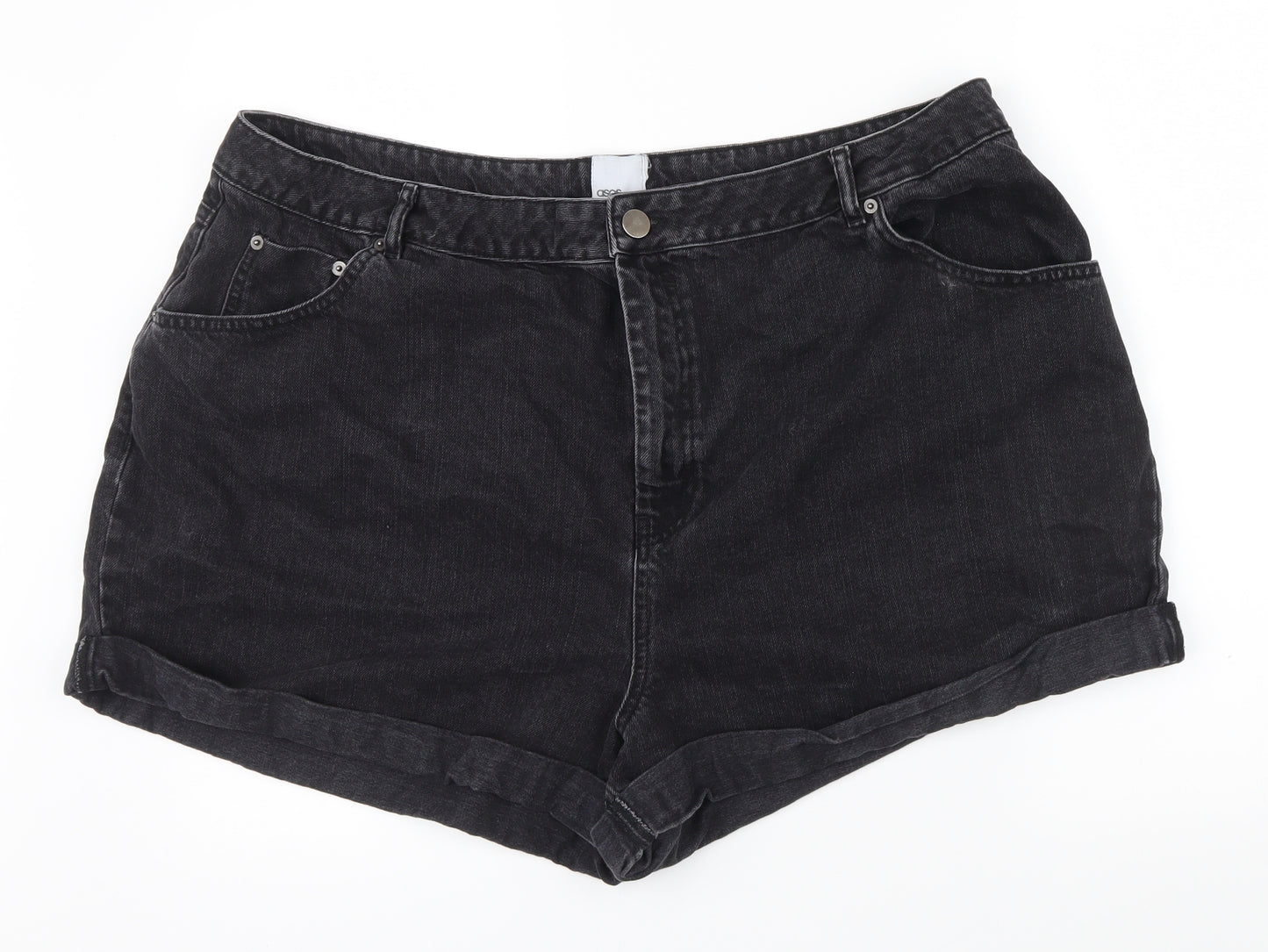 ASOS Curve Womens Black Colourblock  Boyfriend Shorts Size 24