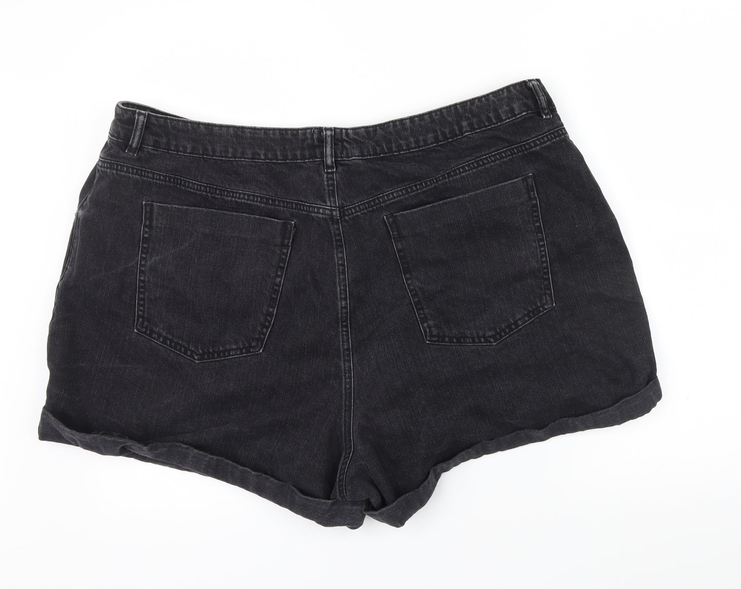 ASOS Curve Womens Black Colourblock  Boyfriend Shorts Size 24