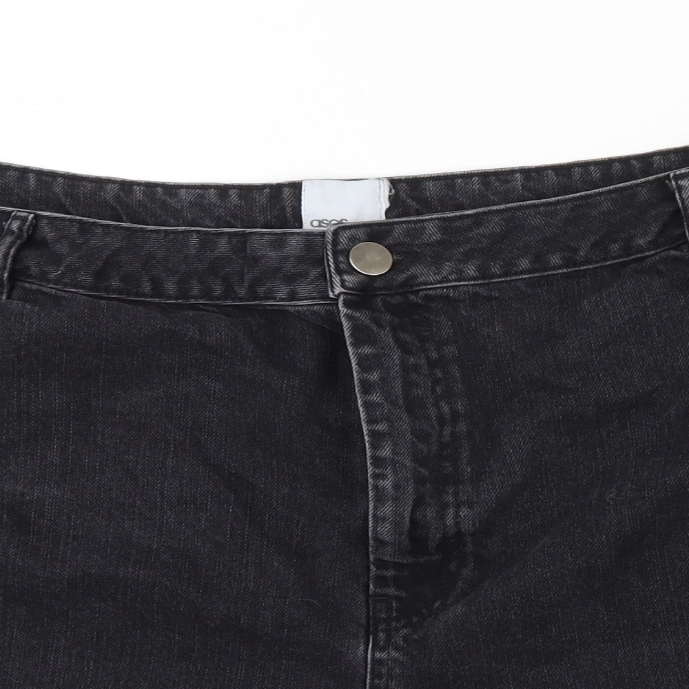 ASOS Curve Womens Black Colourblock  Boyfriend Shorts Size 24