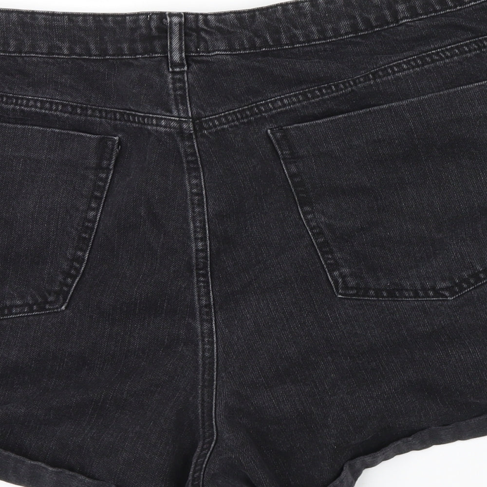 ASOS Curve Womens Black Colourblock  Boyfriend Shorts Size 24