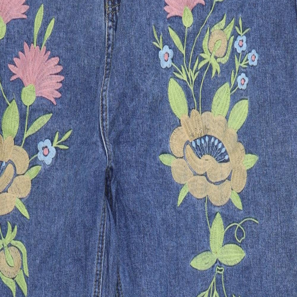 ALICE&YOU Womens Blue Floral  Straight Jeans Size 24 L29 in
