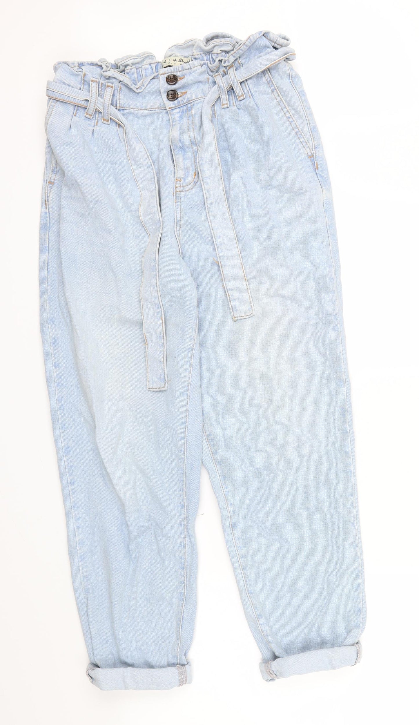 Primark Womens Blue   Boyfriend Jeans Size 12 L25 in - Frill detail on waist