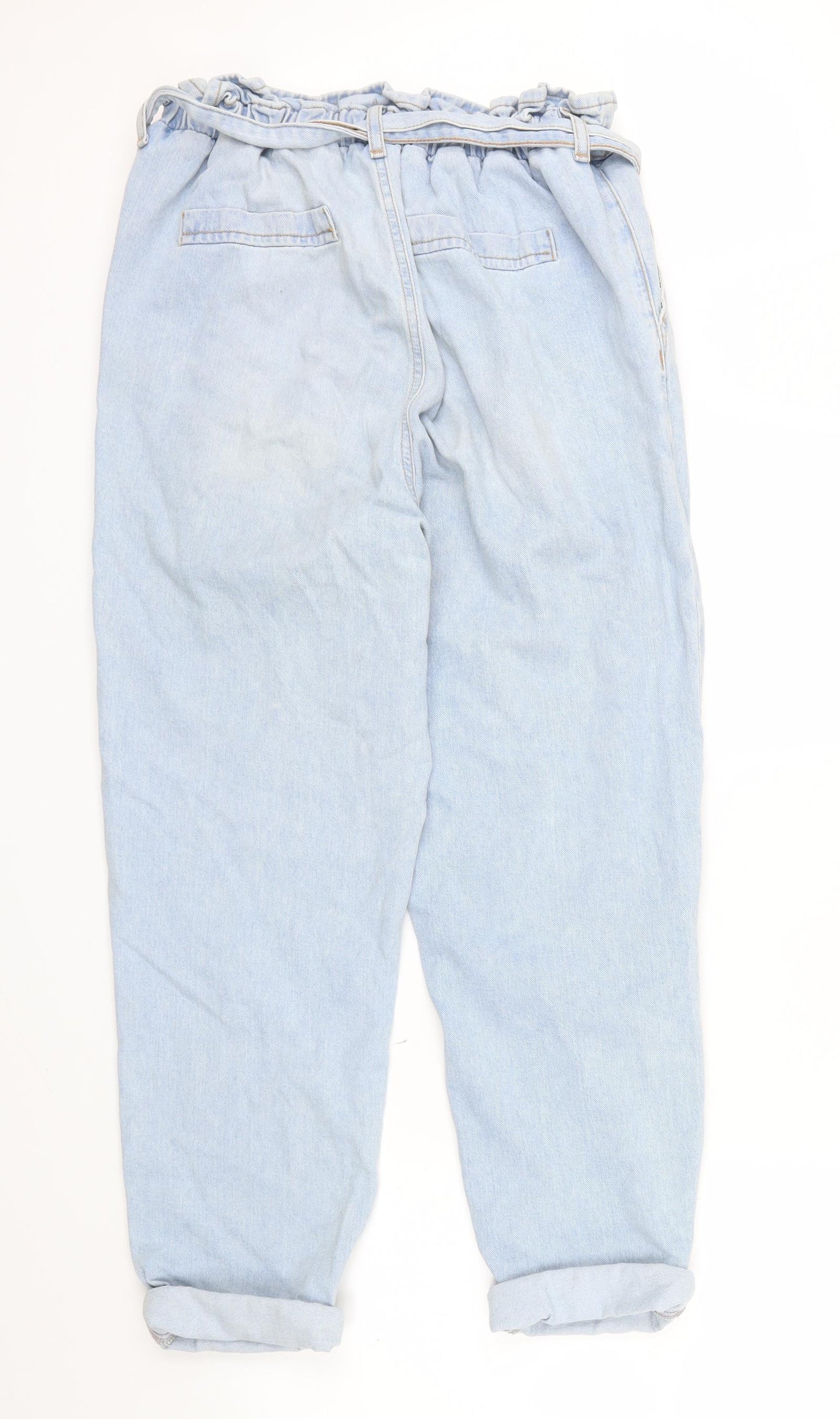 Primark Womens Blue   Boyfriend Jeans Size 12 L25 in - Frill detail on waist