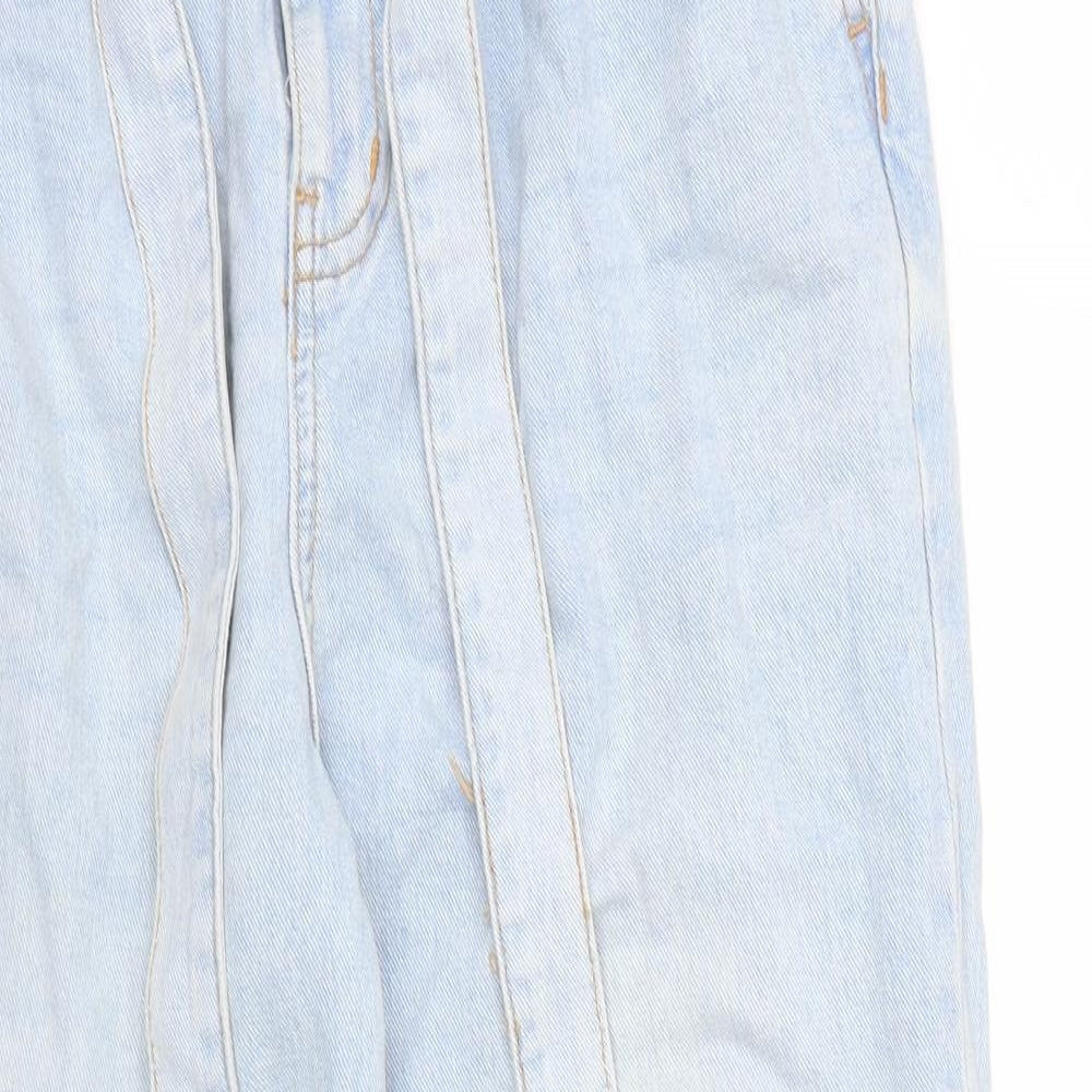 Primark Womens Blue   Boyfriend Jeans Size 12 L25 in - Frill detail on waist