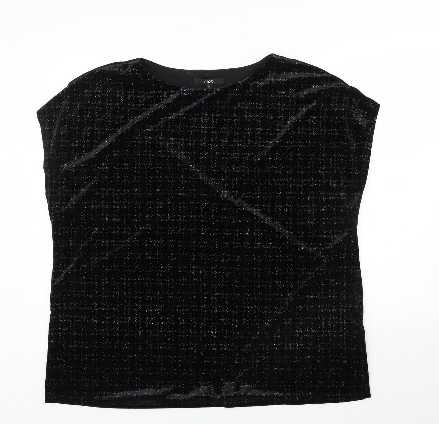 NEXT Womens Black Check  Jersey Blouse Size 22  - Glitter