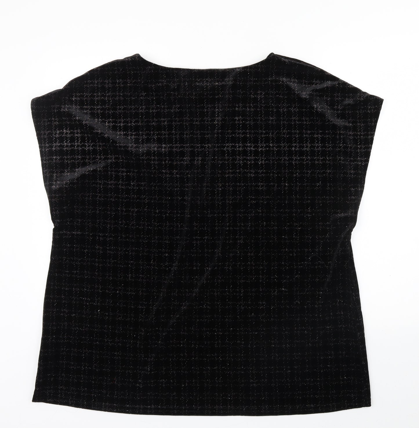 NEXT Womens Black Check  Jersey Blouse Size 22  - Glitter