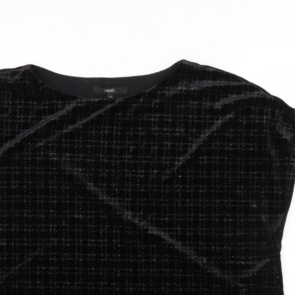 NEXT Womens Black Check  Jersey Blouse Size 22  - Glitter