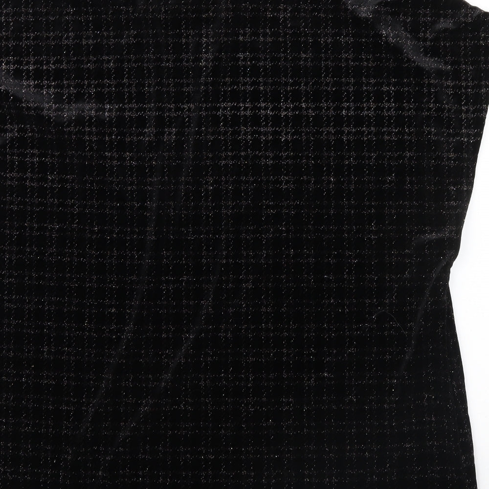 NEXT Womens Black Check  Jersey Blouse Size 22  - Glitter