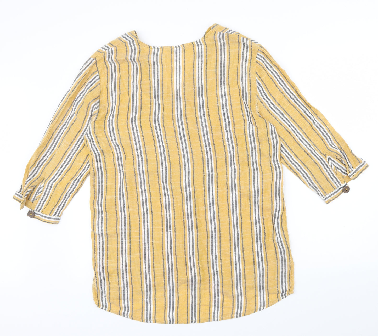 Nutmeg Womens Yellow Striped  Basic Blouse Size 12