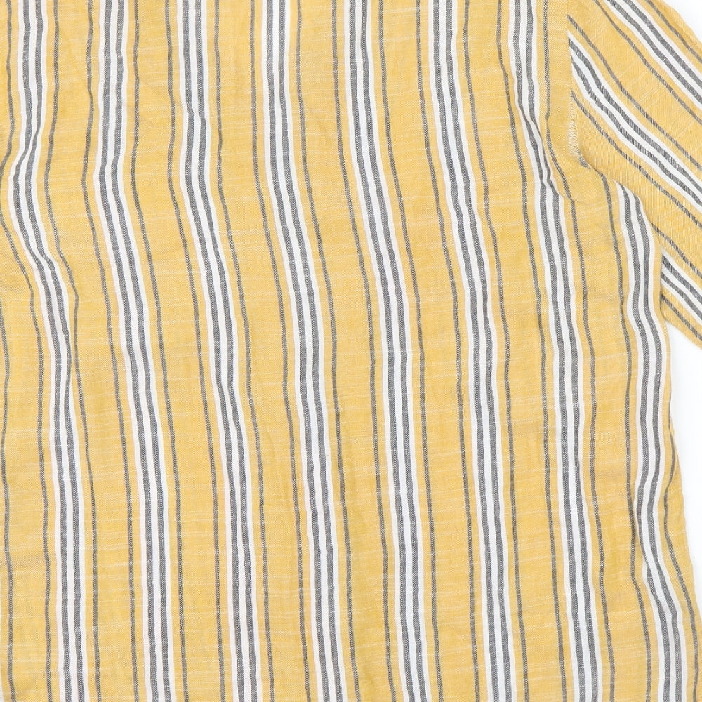 Nutmeg Womens Yellow Striped  Basic Blouse Size 12