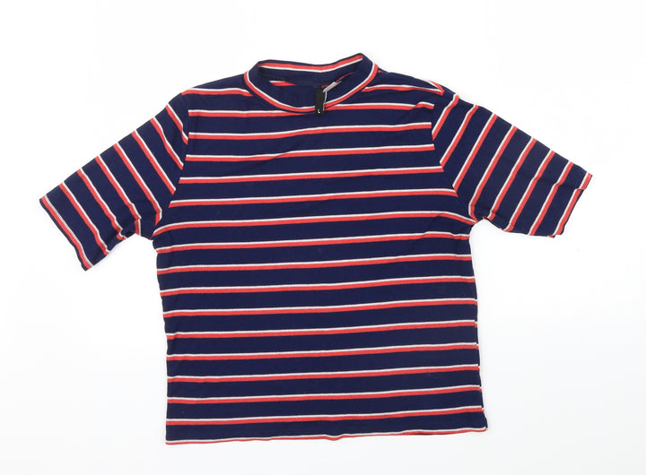 Divided Womens Blue Striped  Basic T-Shirt Size L