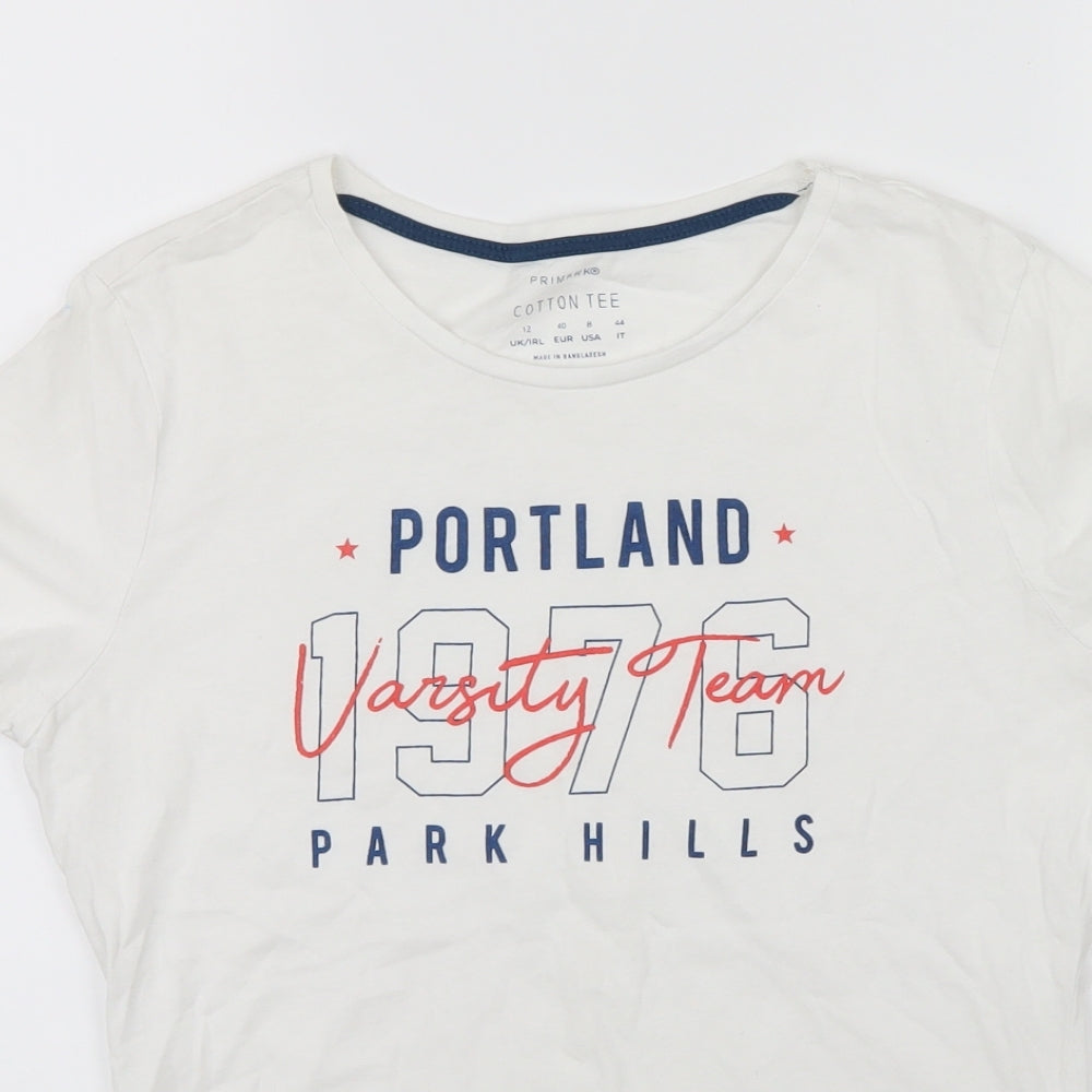 Primark Womens White   Basic T-Shirt Size 12  - portland