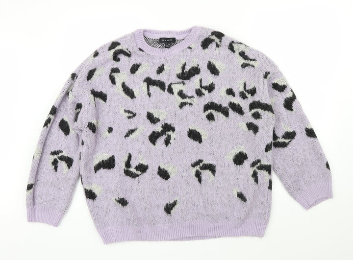 New Look Womens Purple Geometric  Henley Jumper Size L
