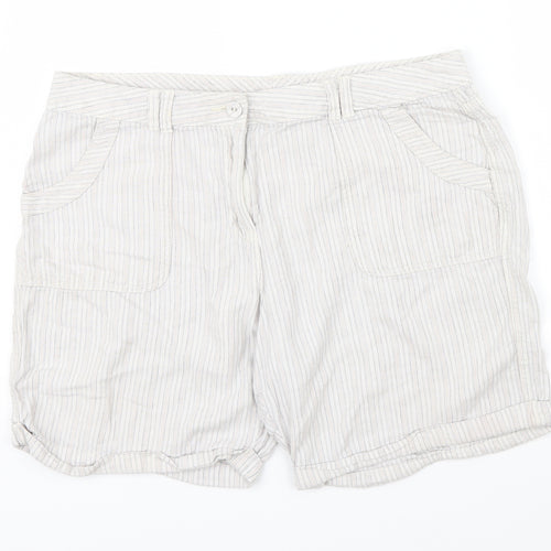 BHS Womens Beige Striped  Chino Shorts Size 18