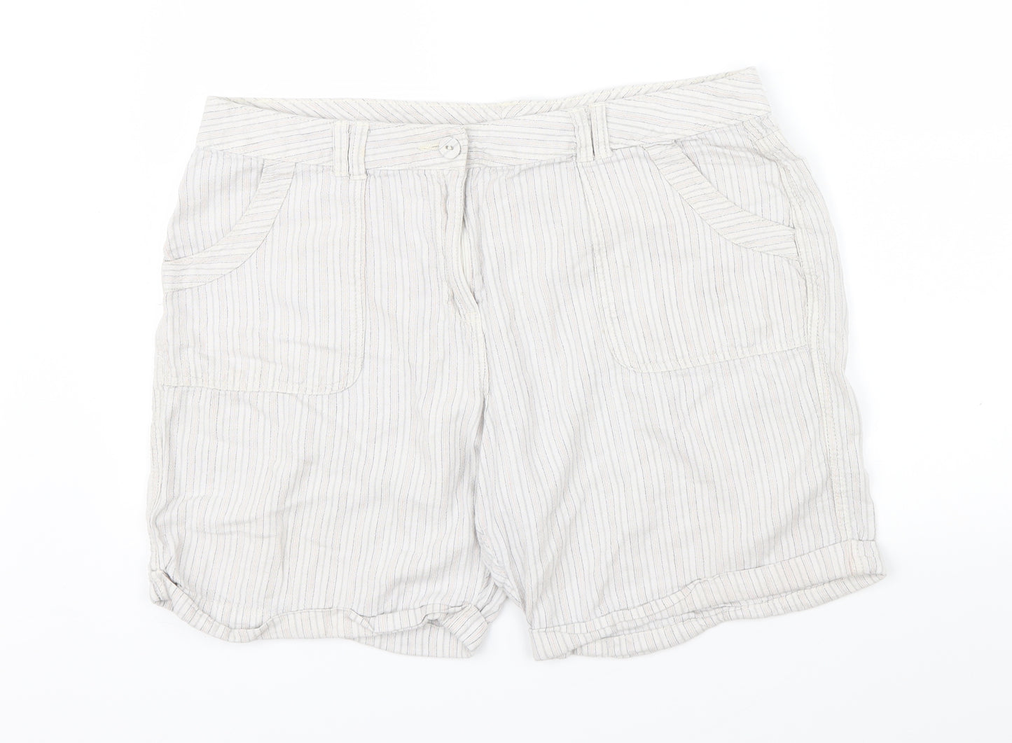 BHS Womens Beige Striped  Chino Shorts Size 18
