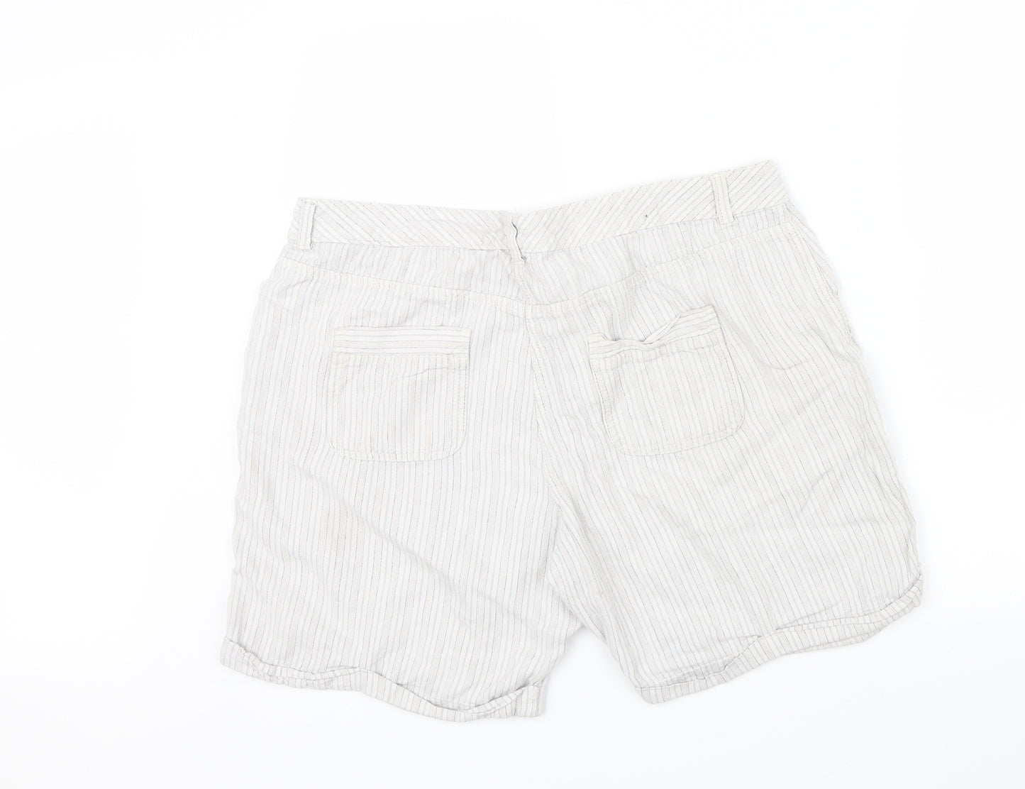 BHS Womens Beige Striped  Chino Shorts Size 18