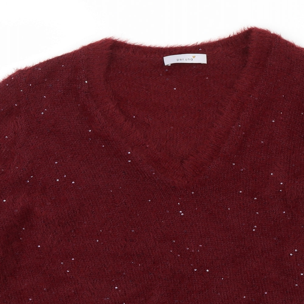 Per Una Womens Red   Pullover Jumper Size 16  - soft feel