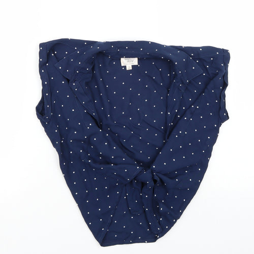 Dizzy lizzy Womens Blue Polka Dot  Basic Button-Up Size S