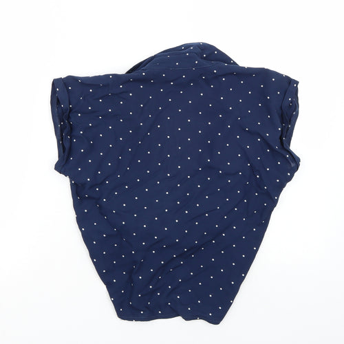 Dizzy lizzy Womens Blue Polka Dot  Basic Button-Up Size S