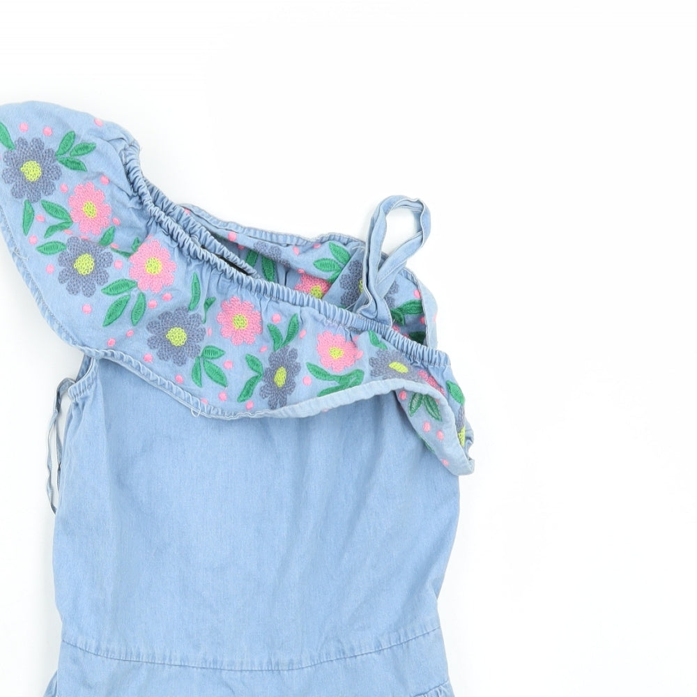 George Girls Blue Floral  Playsuit One-Piece Size 8-9 Years