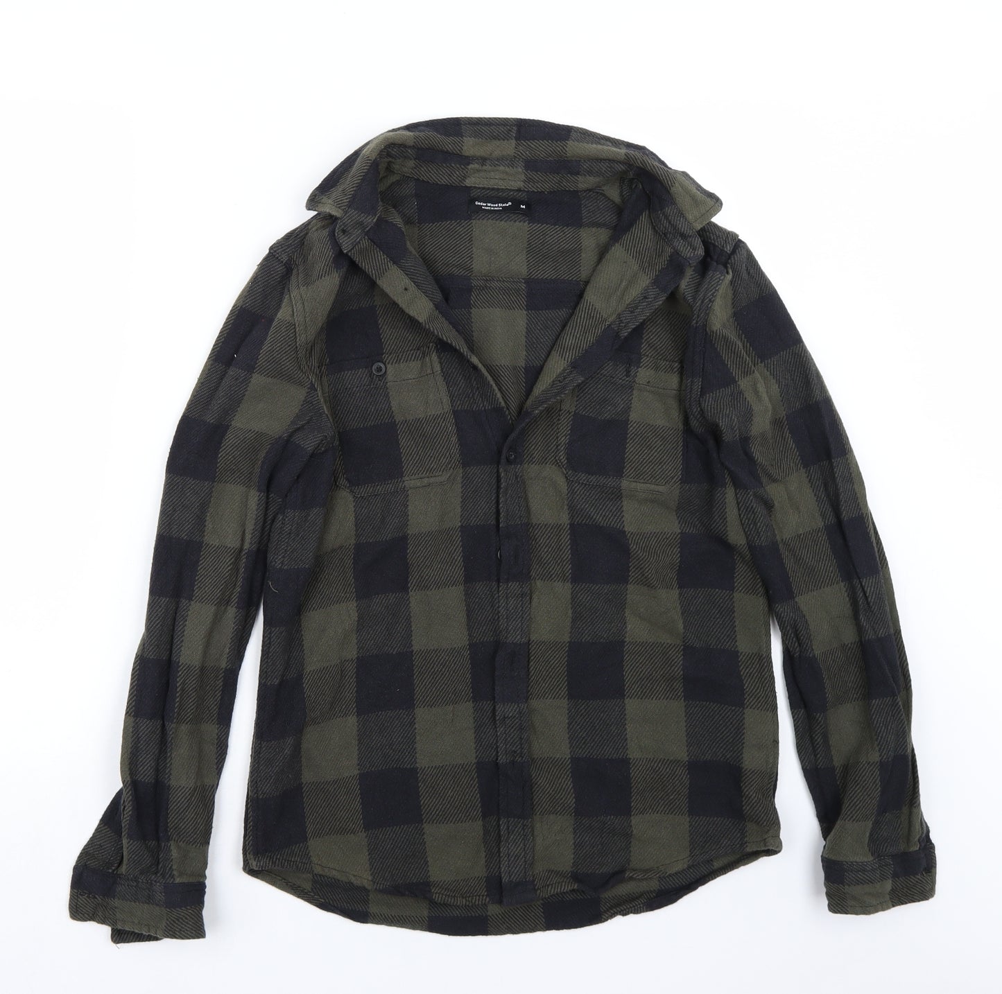 Cedar Wood State Mens Green Check   Button-Up Size M