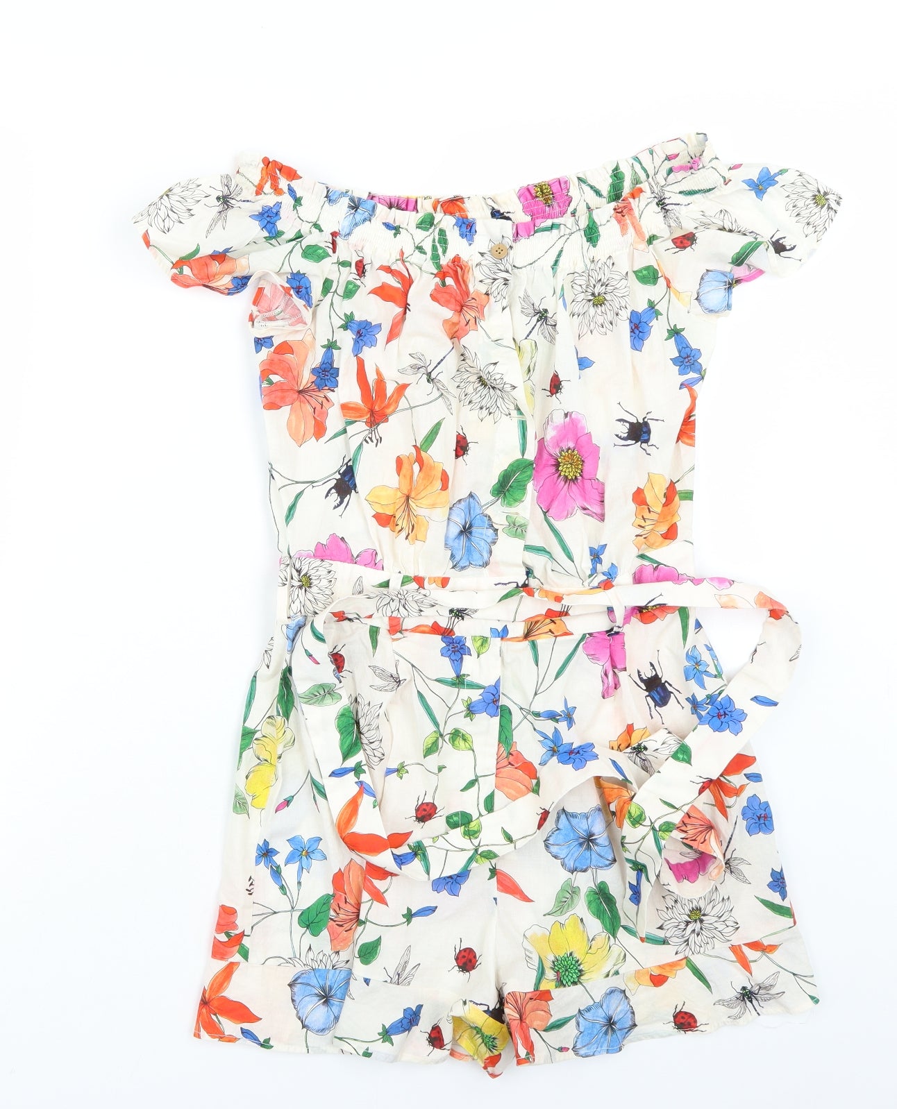 Zara Womens White Floral  Playsuit One-Piece Size XS