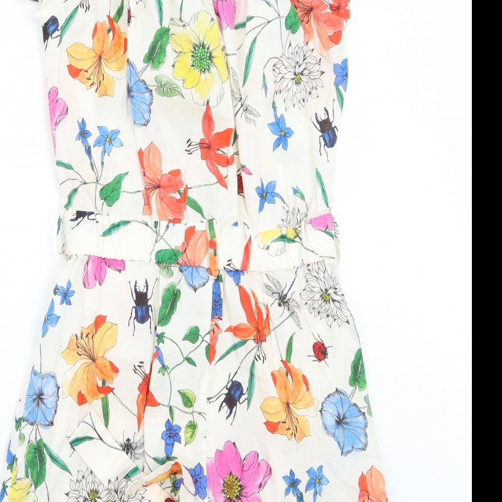 Zara Womens White Floral  Playsuit One-Piece Size XS