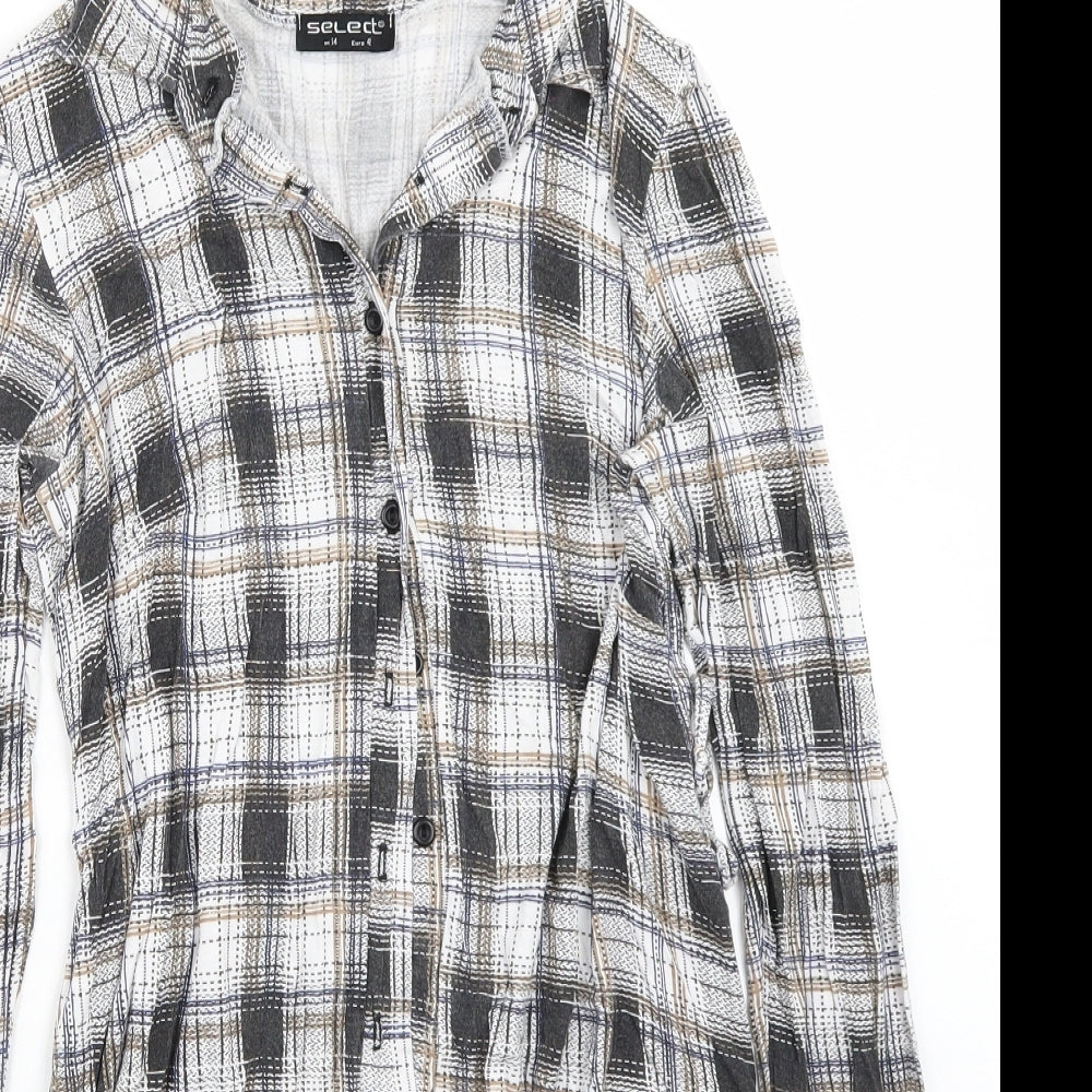 Select Womens Grey Check  Basic Button-Up Size 14