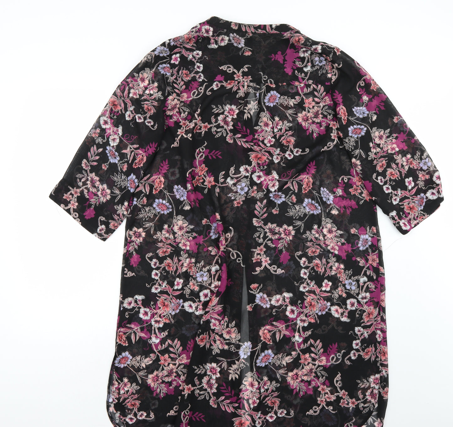 Yours Womens Black Floral  Basic Button-Up Size 18