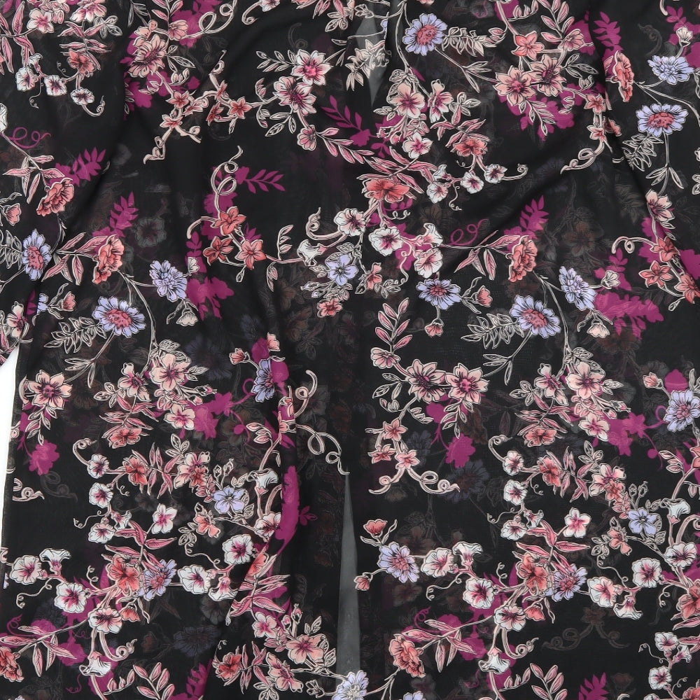 Yours Womens Black Floral  Basic Button-Up Size 18