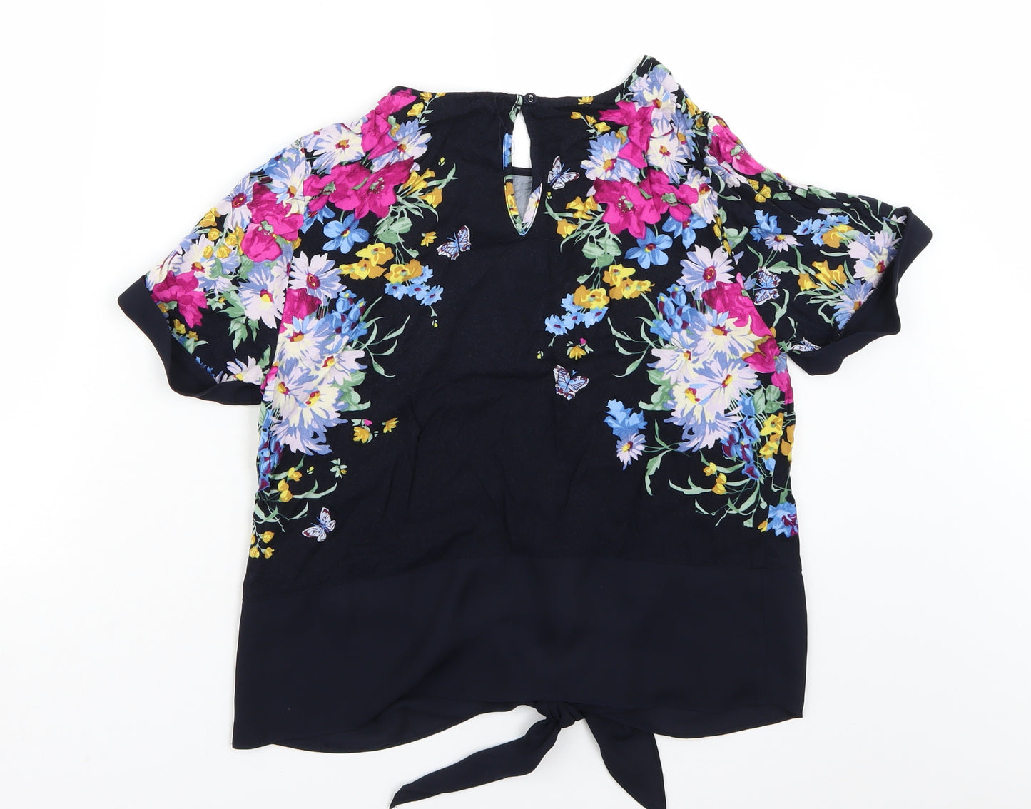 Oasis Womens Blue Floral  Basic T-Shirt Size 10