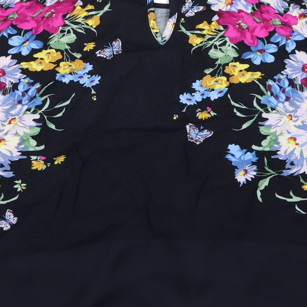 Oasis Womens Blue Floral  Basic T-Shirt Size 10