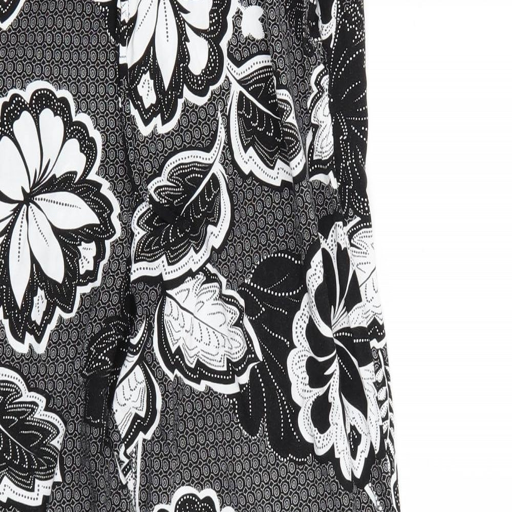 F&F Womens Black Floral  Trousers  Size 12 L28 in