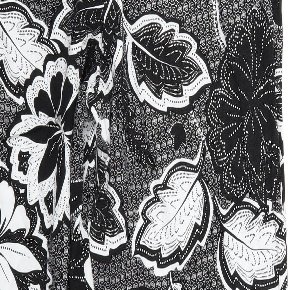 F&F Womens Black Floral  Trousers  Size 12 L28 in