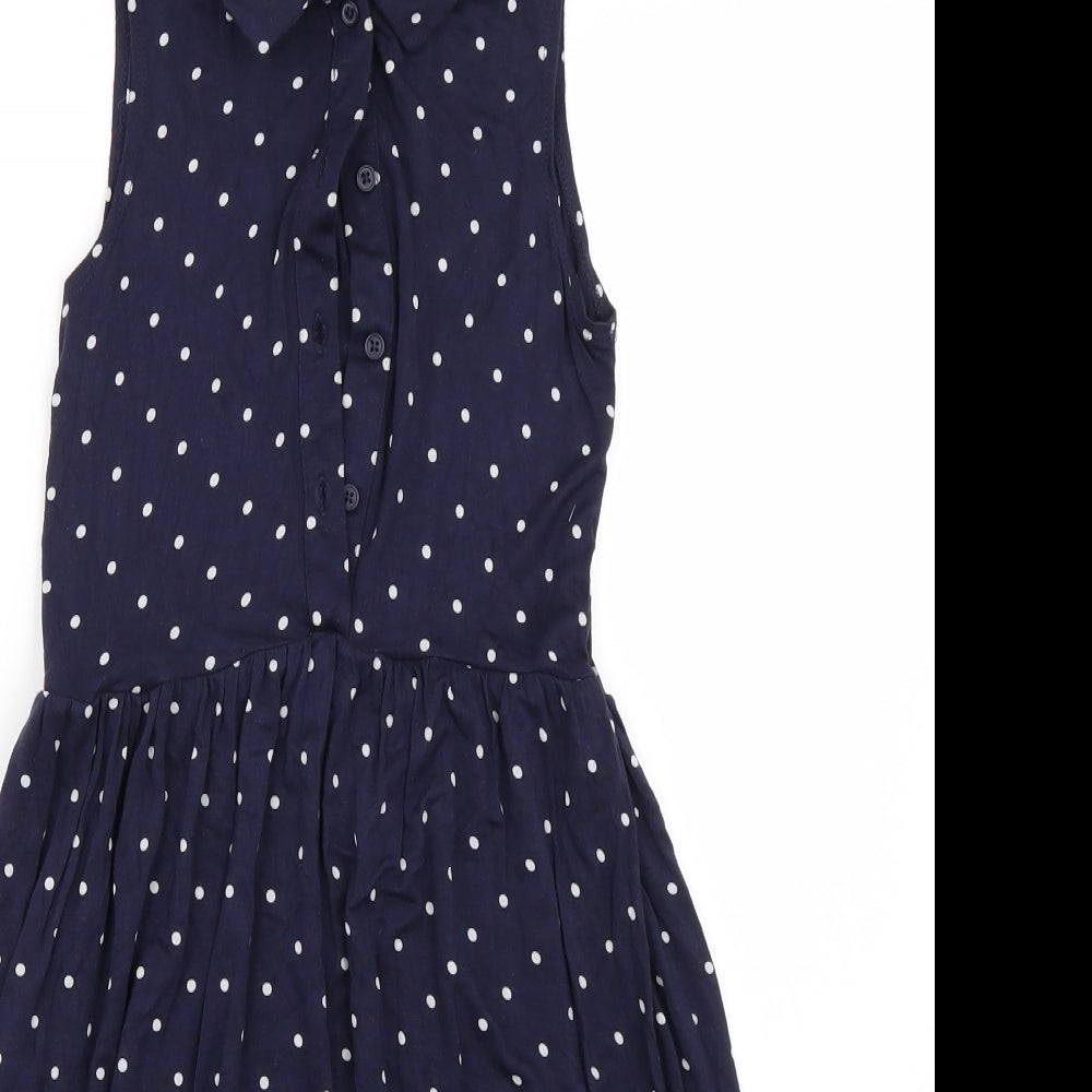 H&M Girls Blue Polka Dot  A-Line  Size 8 Years