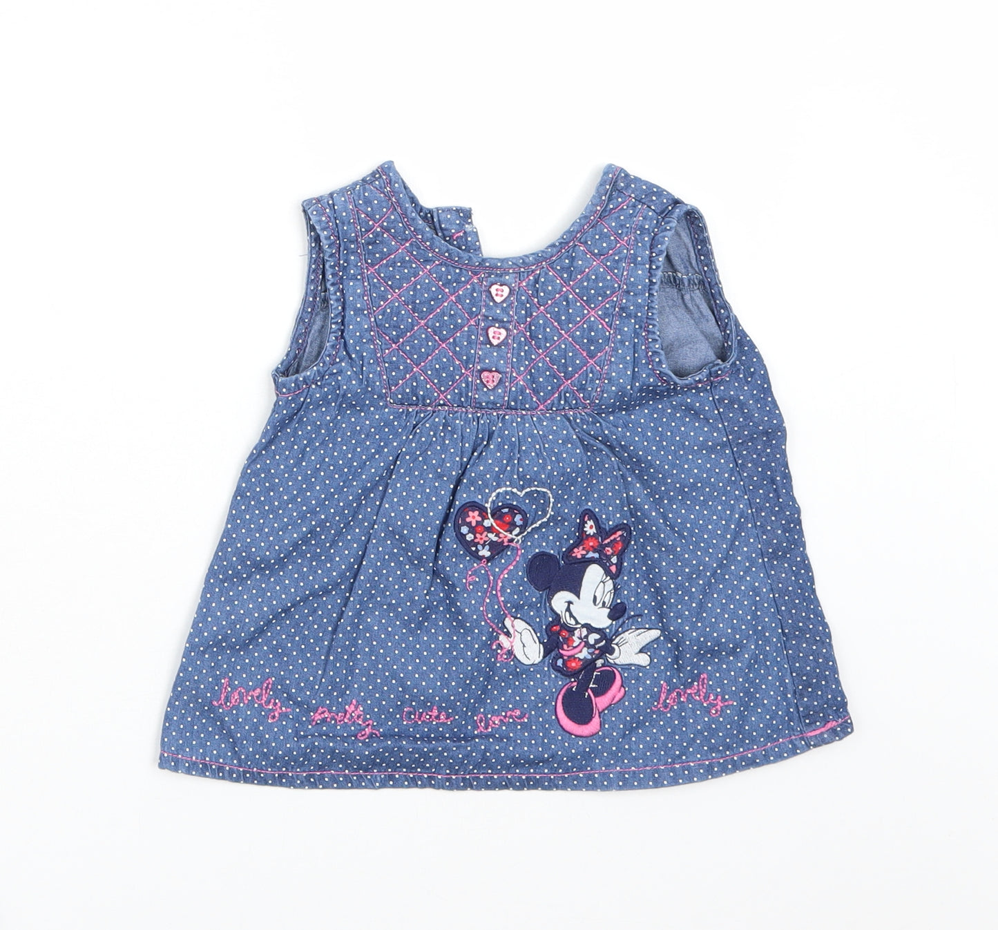 George Girls Blue Polka Dot  Basic T-Shirt Size 0-3 Months