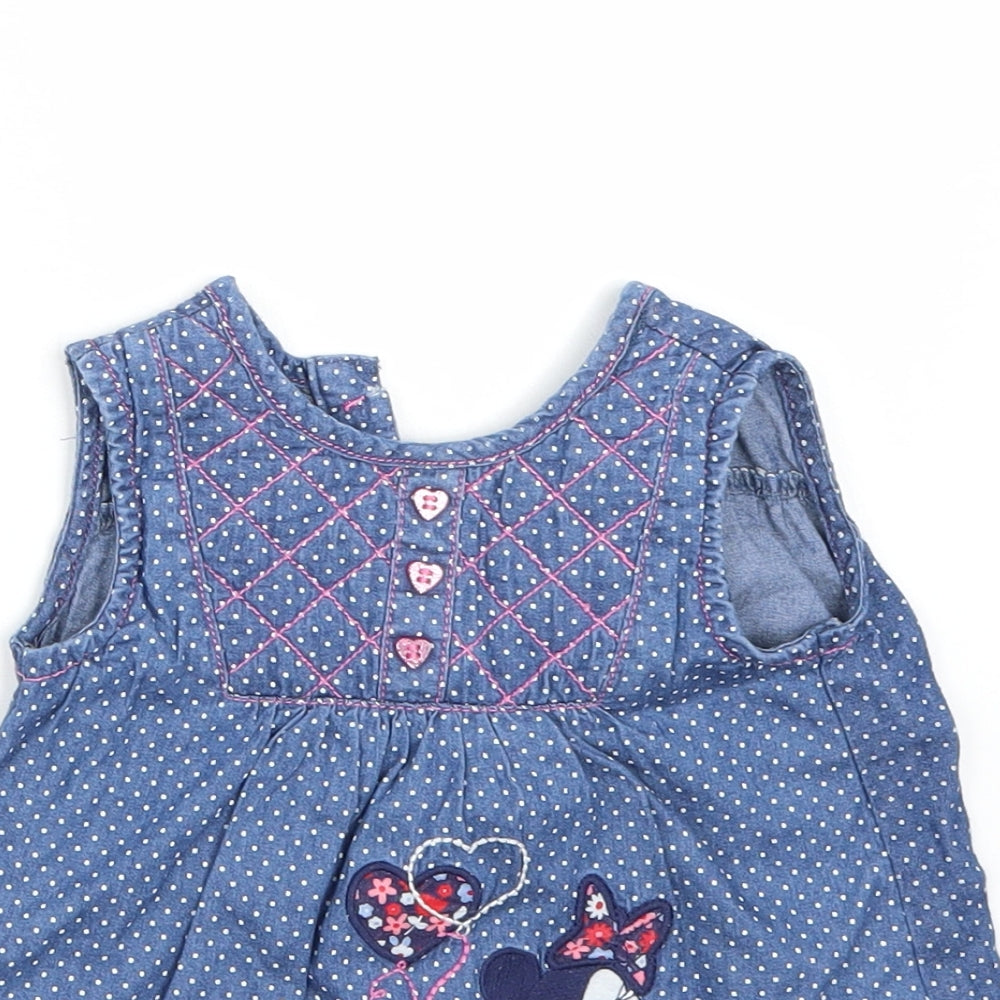 George Girls Blue Polka Dot  Basic T-Shirt Size 0-3 Months