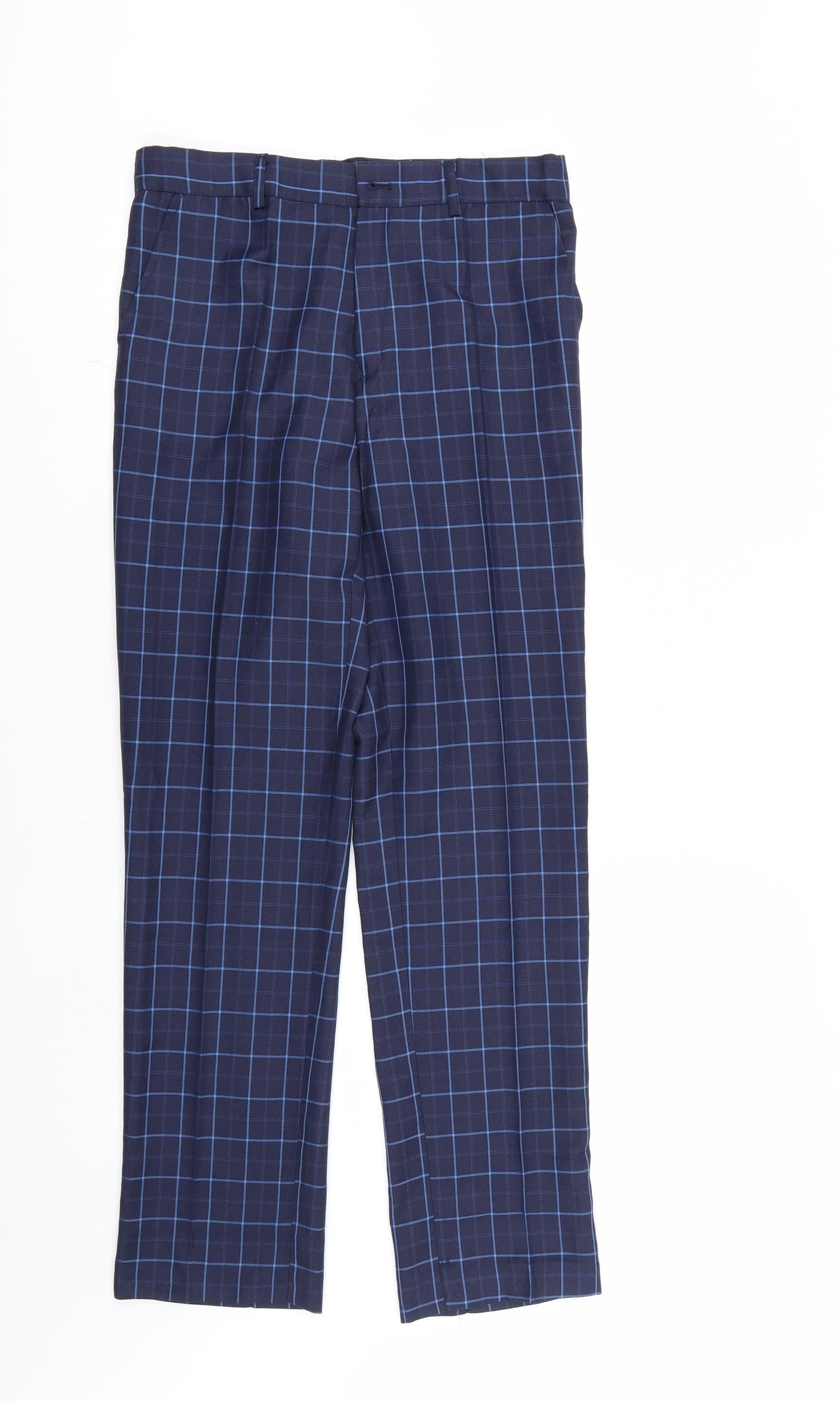Preworn Womens Blue Check  Trousers  Size 14 L30 in