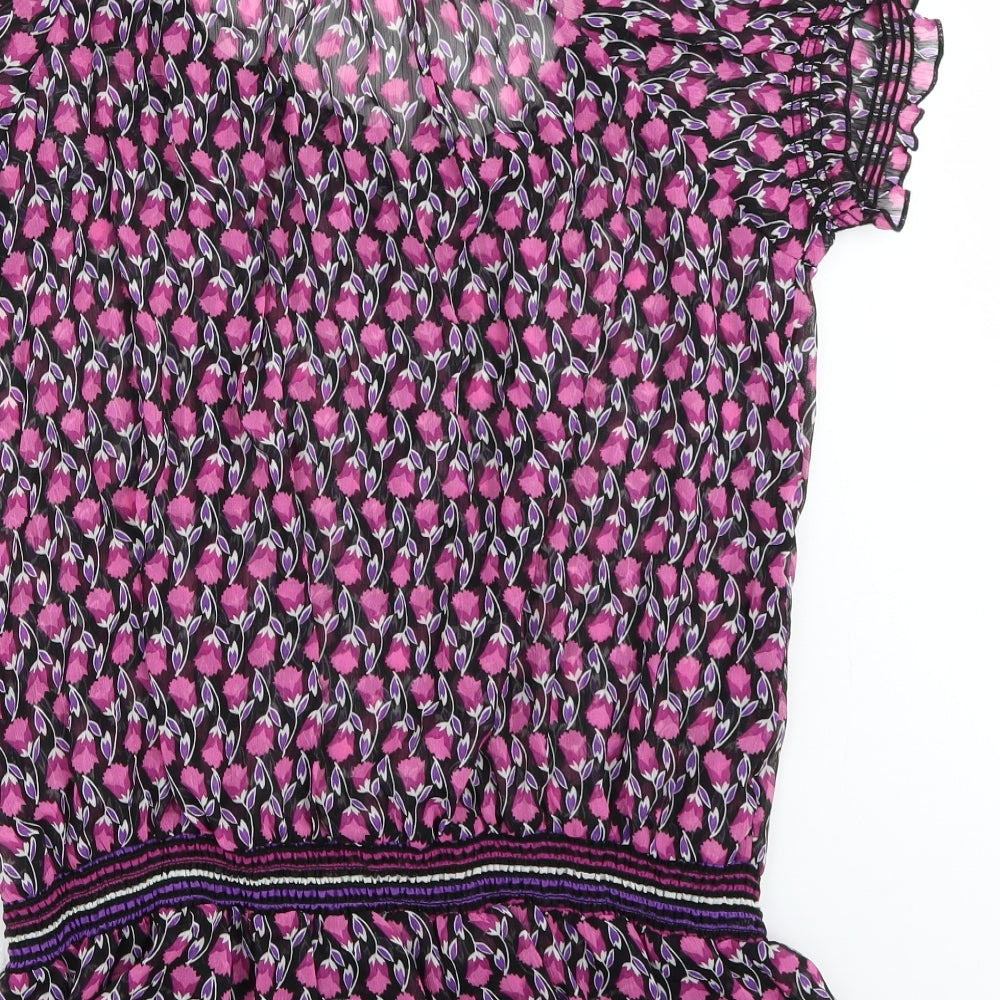 Debenmhams Womens Black Floral  Basic T-Shirt Size 20