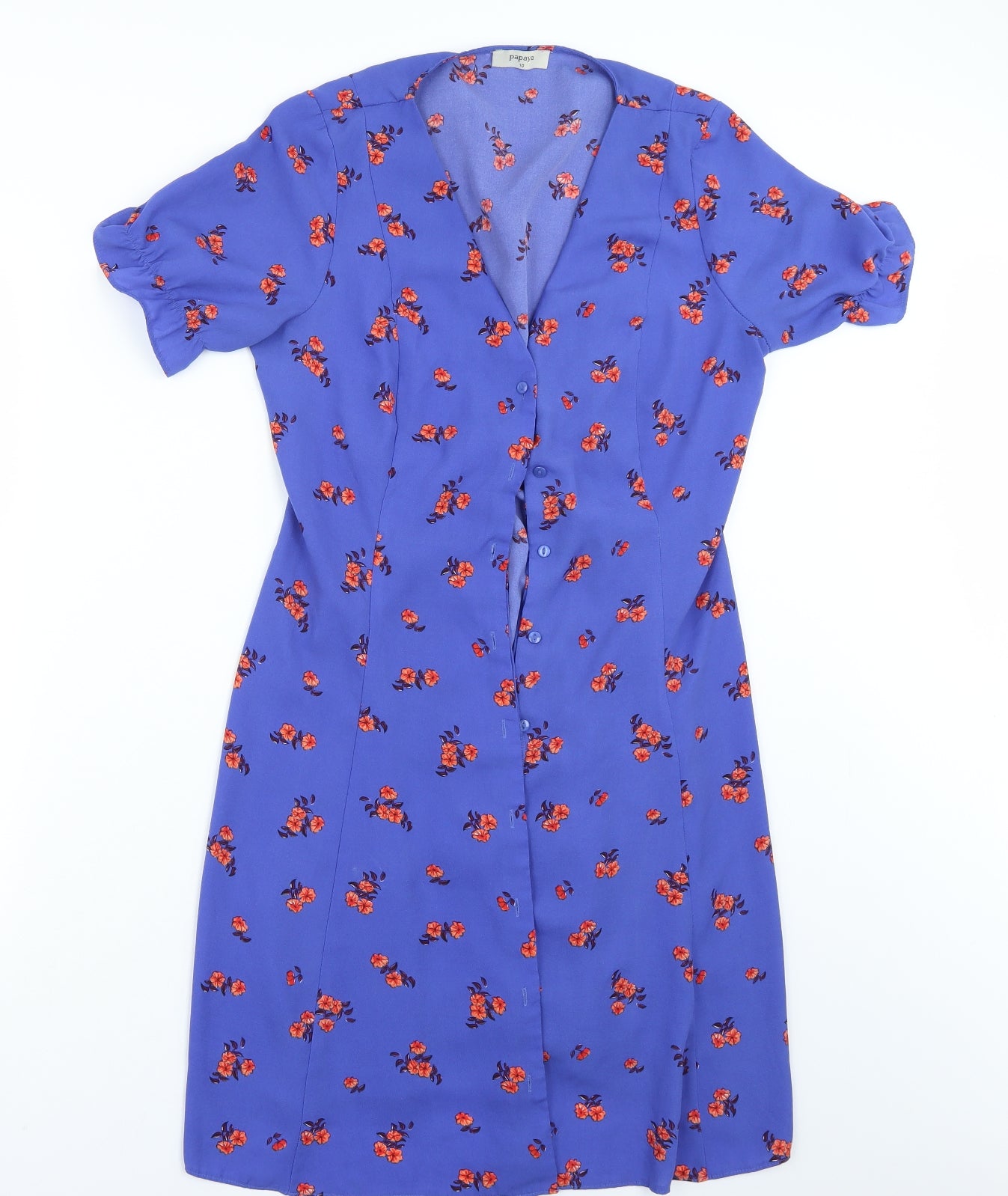 Papaya Womens Blue Floral  A-Line  Size 10