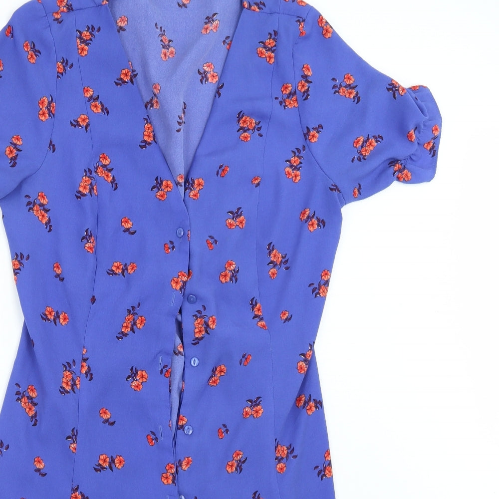 Papaya Womens Blue Floral  A-Line  Size 10