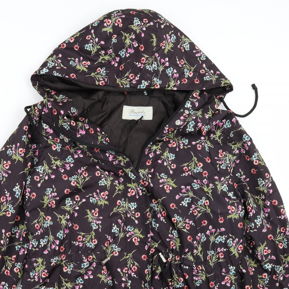Peacocks Womens Black Floral  Jacket Coat Size 10