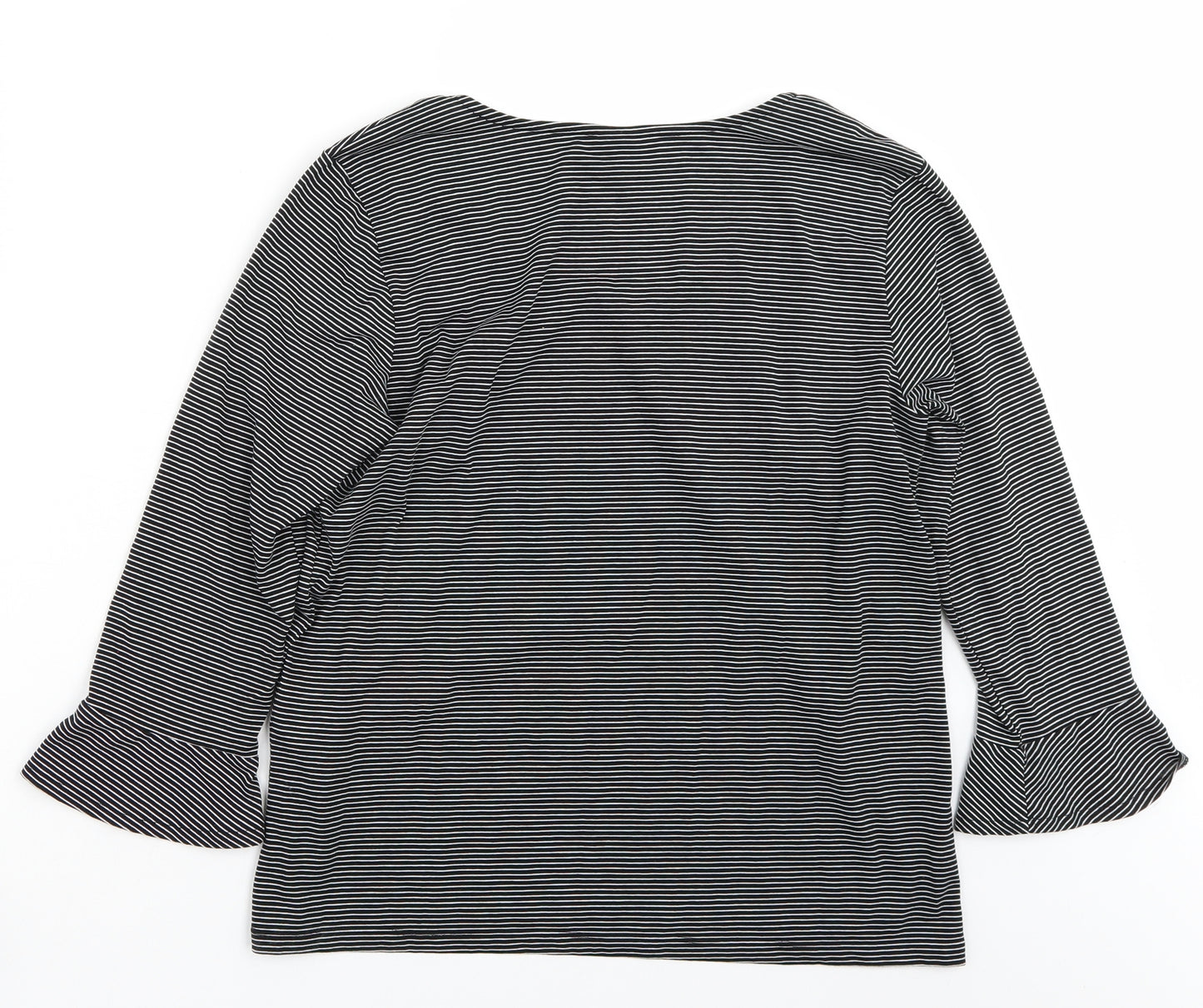 Jacqueline de Yong Womens Black Striped  Basic T-Shirt Size L