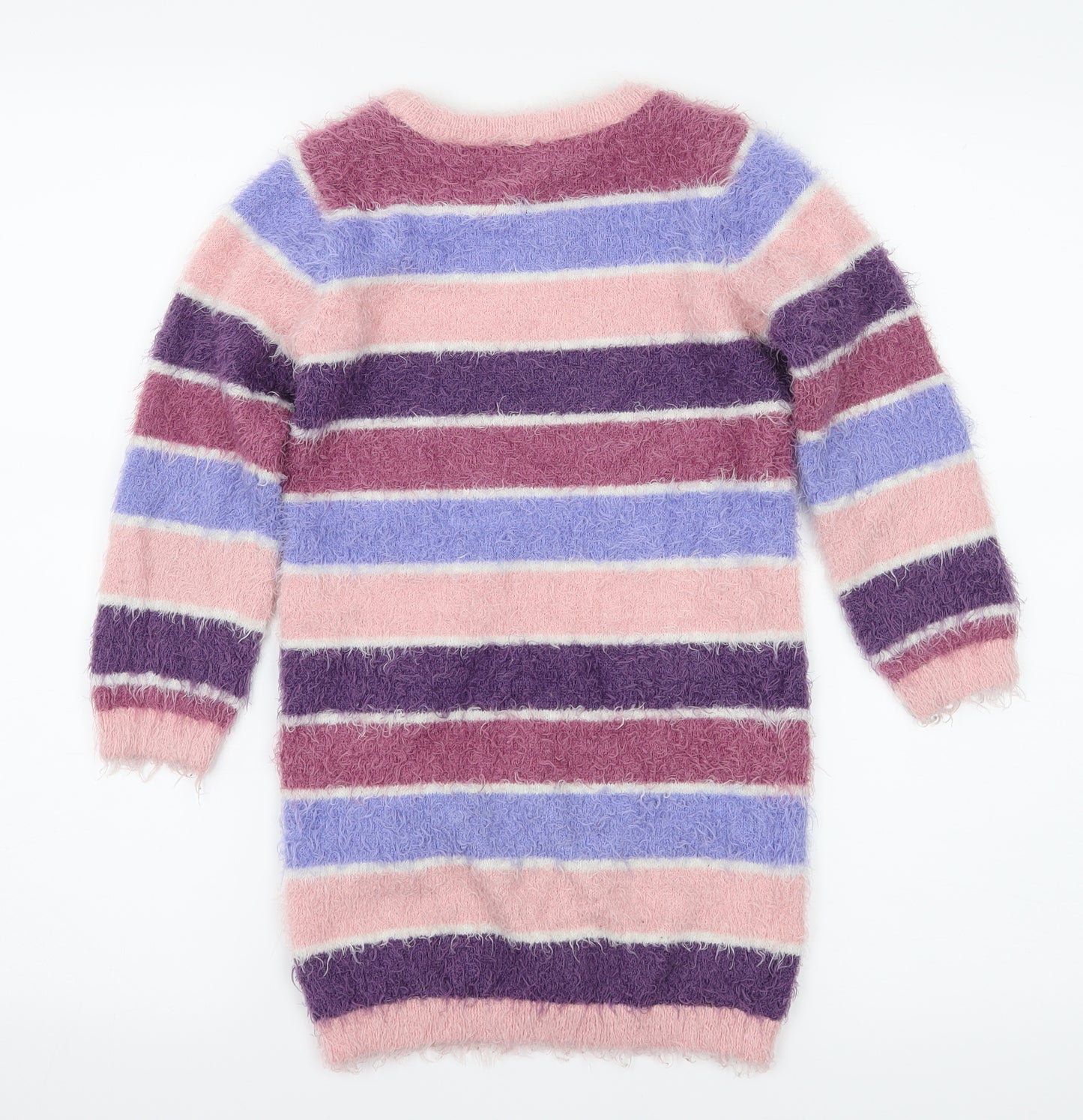 George Girls Pink Striped Knit Pullover Jumper Size 4-5 Years