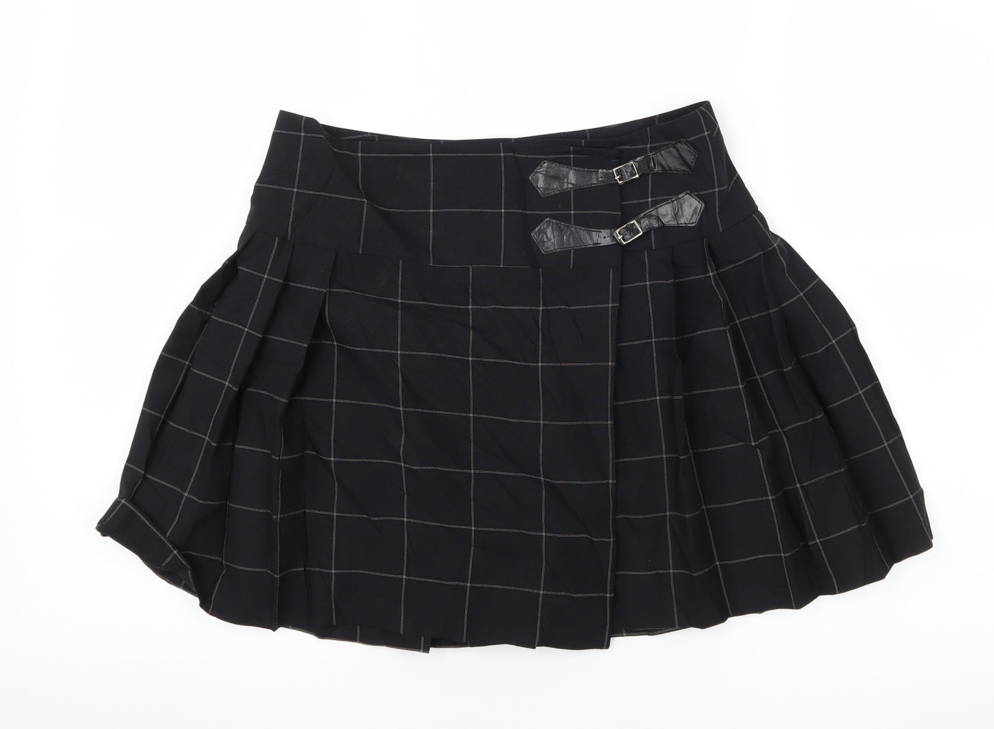 Select Womens Black Check  Pleated Skirt Size 8