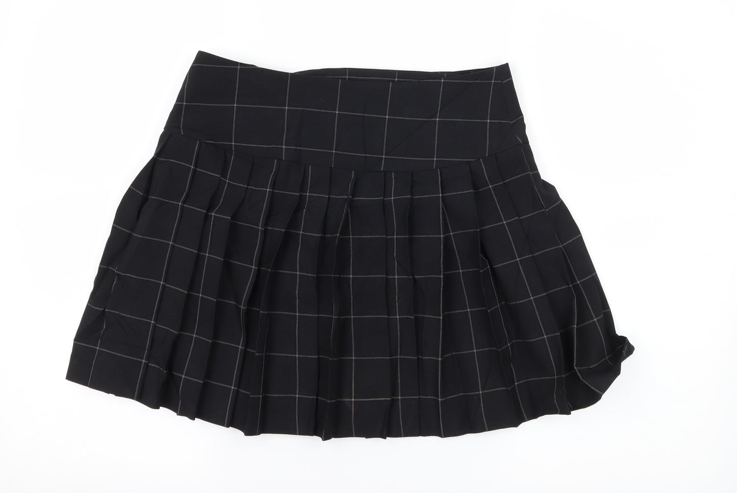 Select Womens Black Check  Pleated Skirt Size 8