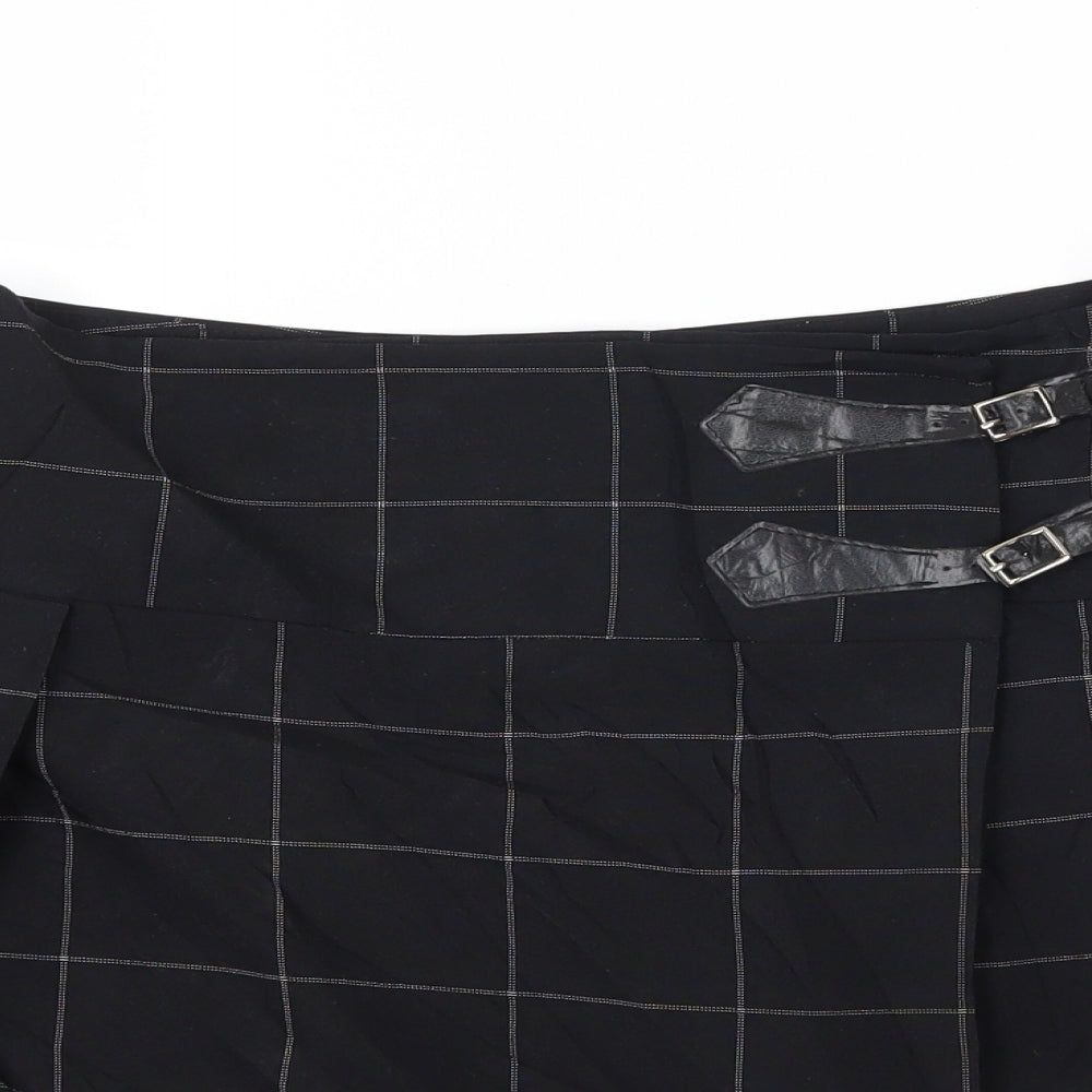 Select Womens Black Check  Pleated Skirt Size 8