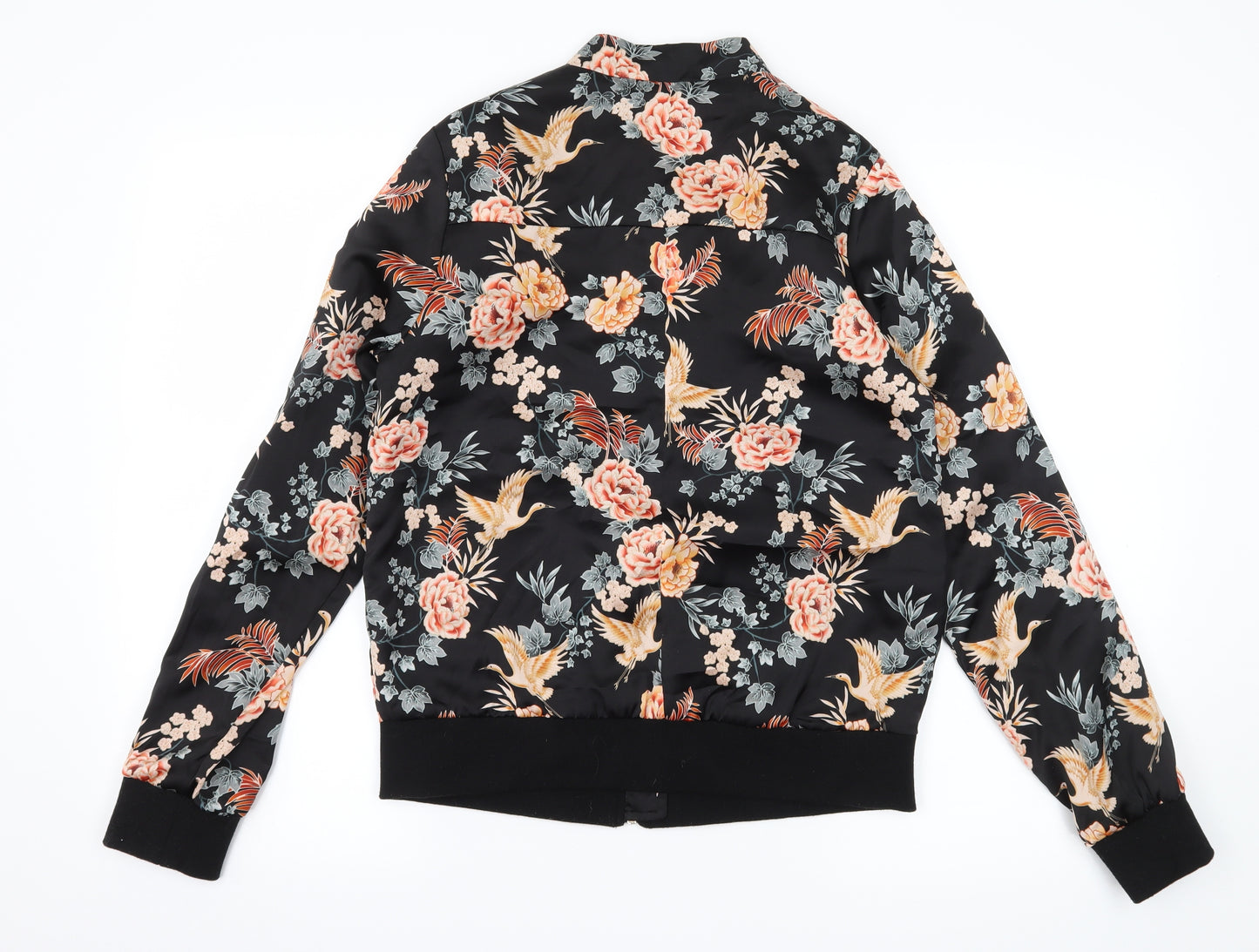 New Look Womens Black Floral  Bomber Jacket Jacket Size 8